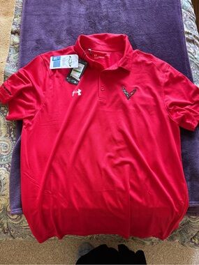 Under Armour Men’s Red Polo with Corvette Emblem